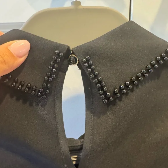 Ted Baker Black Blouse with Beaded Detail Size 1 - Picture 4 of 5